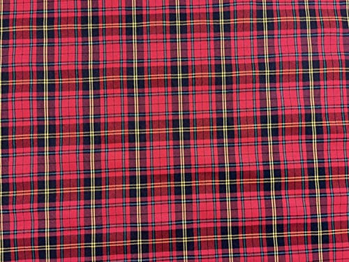 AMORNPHAN 60 Inch Plaid Scottish Traditional Pattern Tartan Motif Printed 100% Woven Cotton Fabric for Clothing Tablecloth Decorative Sewing Arts Crafts Upholstery and Home Accents for 1 Yard (Red)