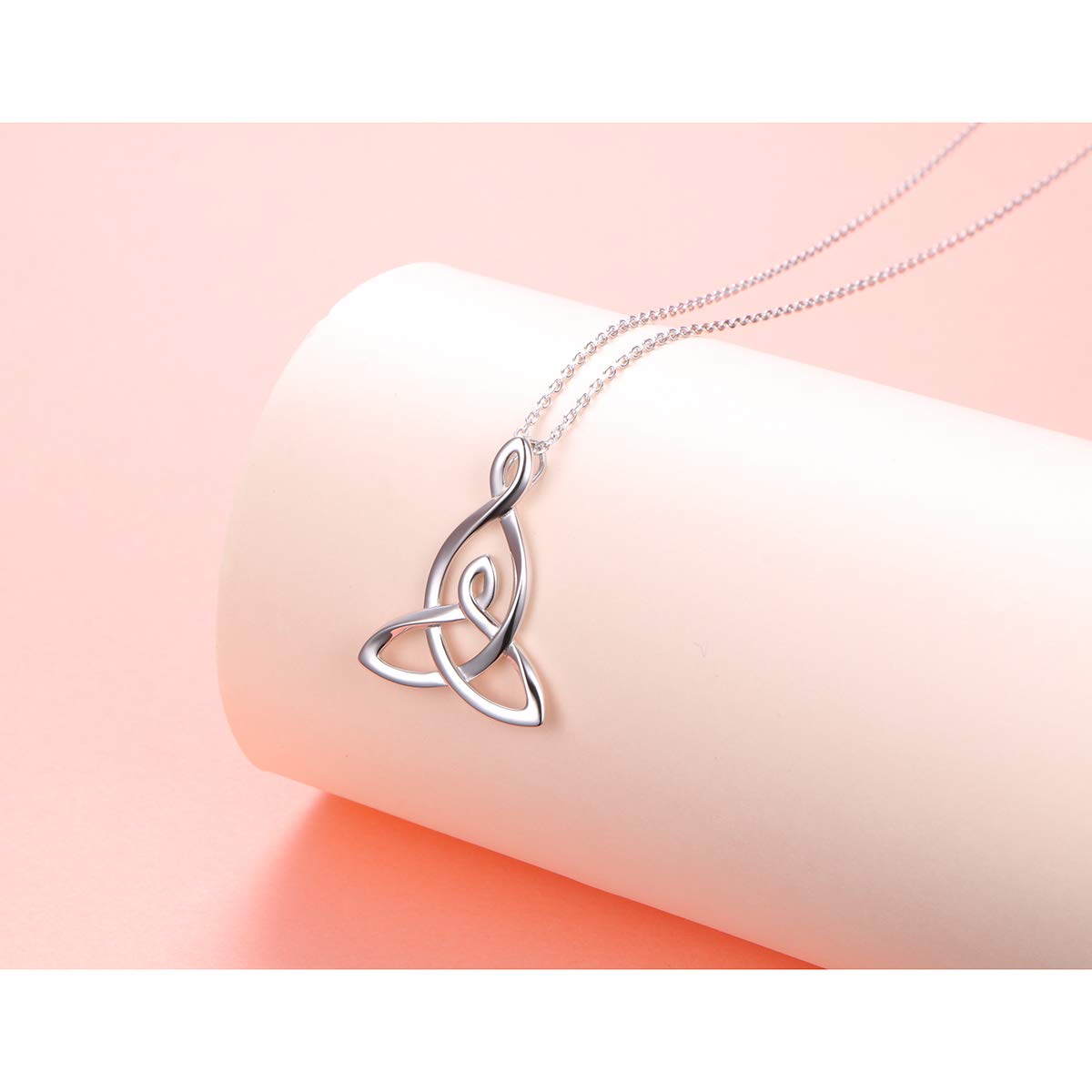 DAOCHONG 925 Sterling Silber viel Glück Irischer Schmuck Keltischer Knoten Halskette mit Anhänger für Frauen