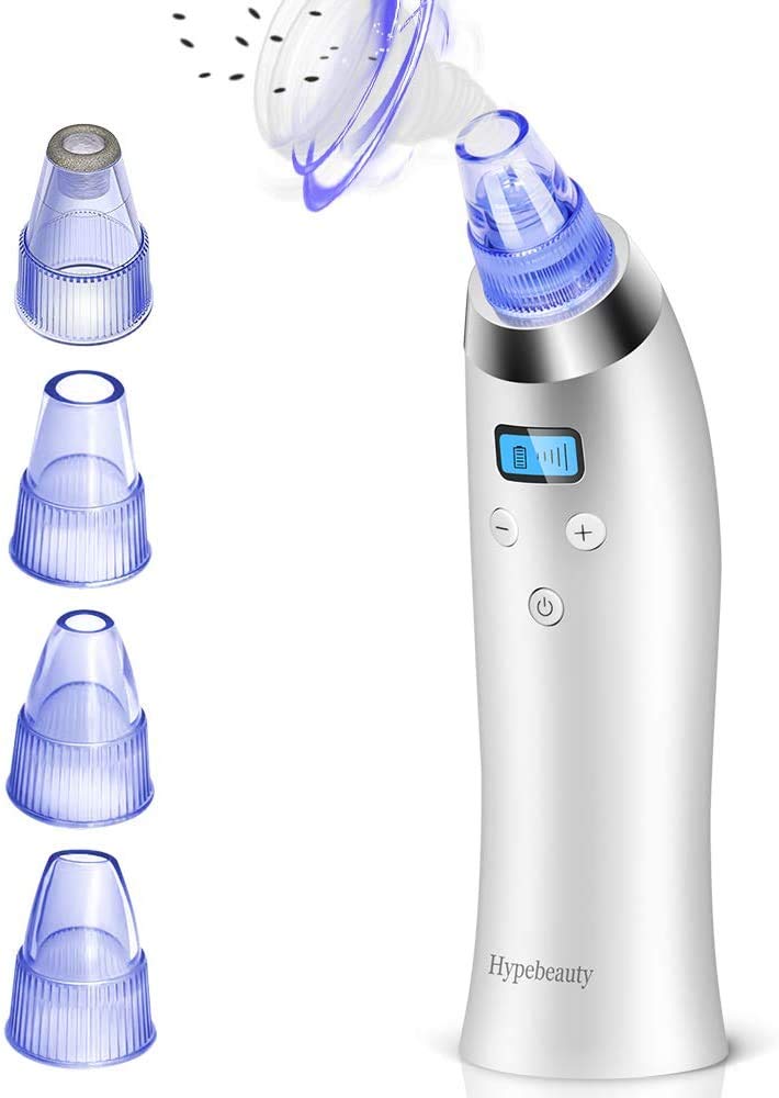 Mcrine Blackhead Remover Vacuum Suction Facial Pore Cleaner Electric Acne Comedone Extractor Kit with 4 Suction Head for Women and Men Black Heads Extraction