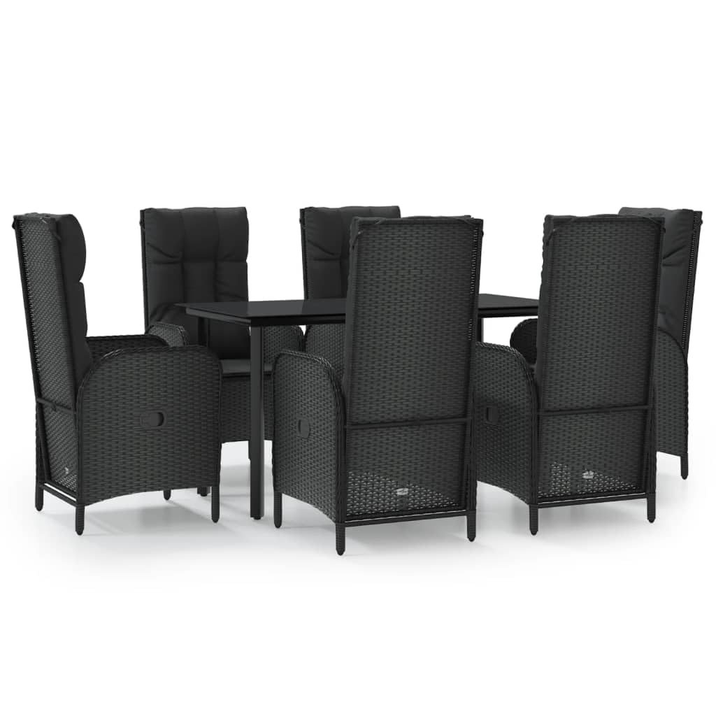 Conjunto de jardín (7 plazas), color negro