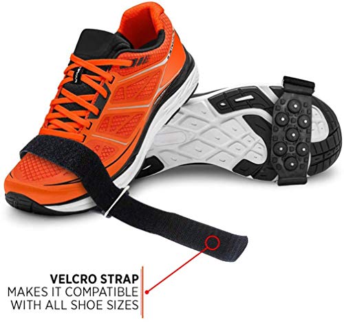 Quadtrek Crampons Quick Strap Traction Cleats Anti Skid Grip Ideal for Walking Jogging Snow Hiking Trekking and Mud Compatible with All Shoes Boots Heels Sneakers Sandals and Loafers