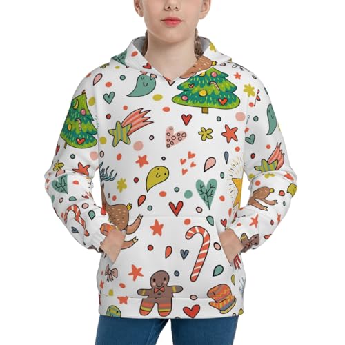 Winter Christmas And New Year Deer Kids Pullover Hoodies Boys Sweatshirts Girls Athletic Clothes with Pocket