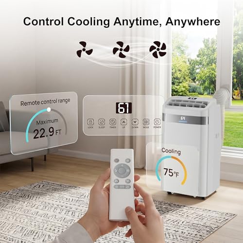 Image of AKIRES Portable Air Conditioners,12,000 BTU Air Conditioner for Bedroom with Remote Control,Portable AC Unit With Fan & Dehumidifier,Cools Up To 550 Sq.Ft For Large Room With 24H Timer And Sleep Mode