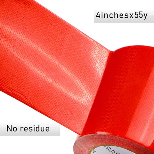 Image of COSIMIXO 1-Pack Red Heavy Duty Wide Duct Tape, 4 inches x 55 Yards, Strong, Flexible, No Residue, All-Weather and Tear by Hand - Bulk Value for Repairs, Industrial, Professional Use