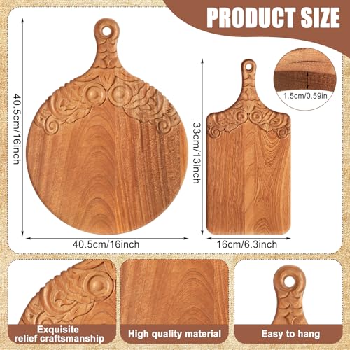 Set 2 tablas de cortar y servir madera LemonRoad 16x12 y 14x10 pulg miniatura 2