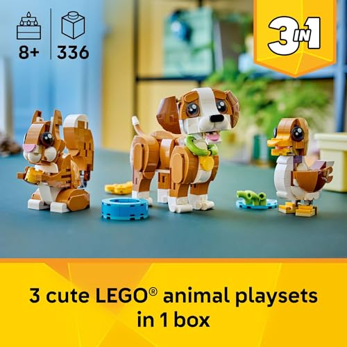 Image of LEGO Creator 3 in 1 Cute Animals: Playful Puppy Dog Building Toy - Bedroom Decor for Girls & Boys, Ages 8+ - Gift for Birthdays - Build a Dog, Squirrel, or Duck - 31382