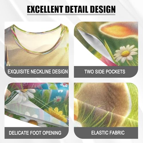 Lamb Bunny Easter Egg Pajama Set Short Sleeve PJS 2 Piece Summer Pajamas Shorts Sets Cotton 5Y4