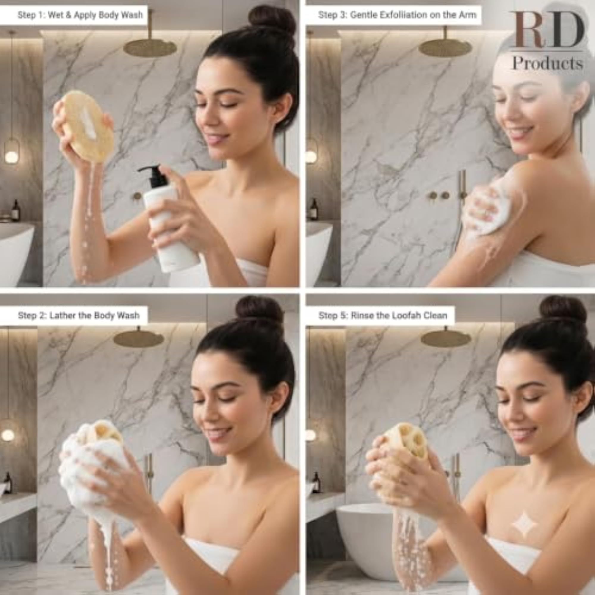 Bath Sponge Loofah for Body, Pack of 4