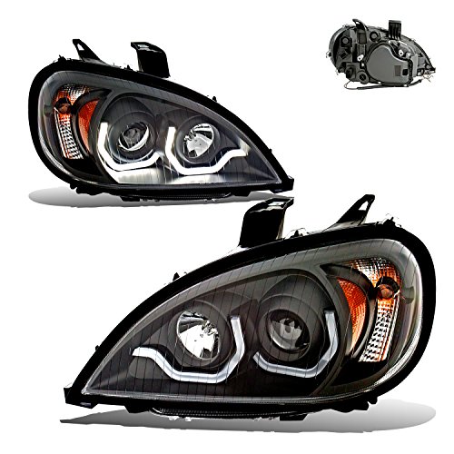 SPPC Black Projector Headlights Assembly Set For Freightliner Columbia (Pair) High/Low Beam Bulb Included Driver Left and Passenger Right Side Replacement Headlamp