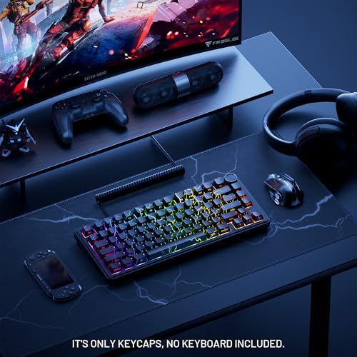 Image of HITIME x XVX Lightning Keycaps 60 75 100 Percent - Shine Through Keycaps w /IMD Tech, for Mechanical Keyboards, Full 118 Key Set, OEM Profile, Lines Backlit, Side Printed - Black