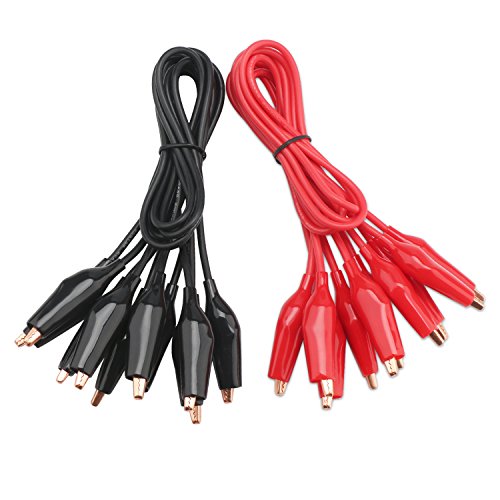 Image of DROK 10pcs Jumper Wires with Alligator Clips Electrical 20 AWG Copper Wire | Double Layer Insulated Soft Test Leads with Alligator Clips for Multimeter Electrical Testing, 19.6 inches /50cm