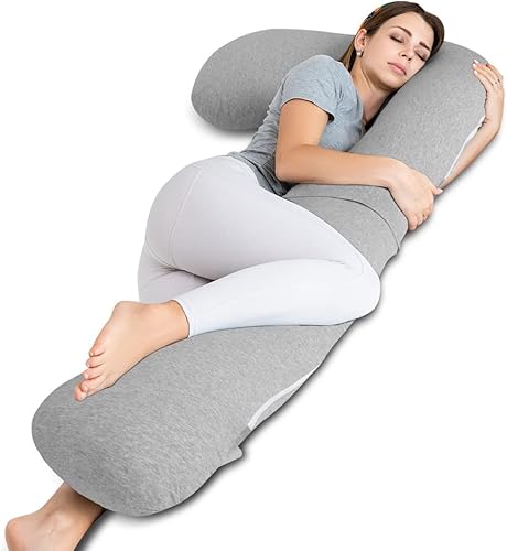 INSEN Almohada de embarazo para dormir, almohada corporal en forma de L para dormir de lado, almohada de embarazo desmontable con soporte de cuerpo