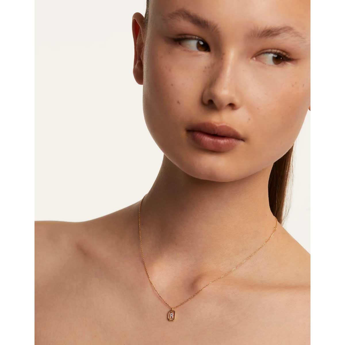 PDPaola Mini Letter R Necklace Collana con nome a lettera oro, Onesize, Argento sterling, Zirconia cubica