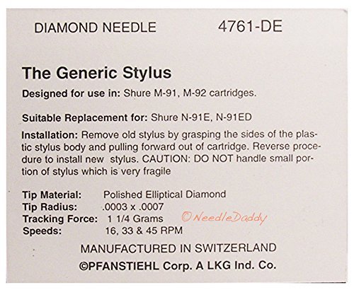 Plattenspieler-Nadel für Shure Hi Track M92E N91ED N91E M91E REALISTIC R1000E