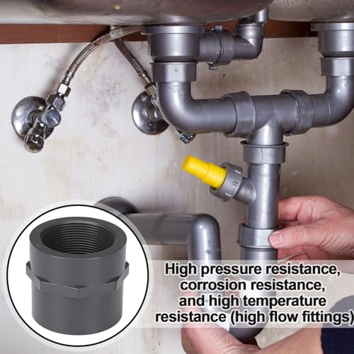 Image of 4 Pcs 2 Inch PVC Pipe Fitting Female Adapter Schedule 80 Socket x Npt Compatible with 835 Series Heavy Duty Industrial Grade Corrosion Resistant Plumbing Irrigation Connector for Water