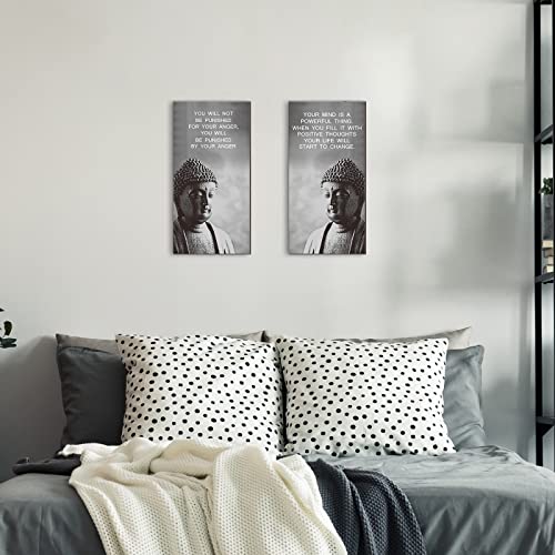 Buddha Quotes Wall Decors 2 Pieces Inspirational Quote Wall Arts Zen Meditation Decors Wooden Hanging Room Decors Meditation Home Decors Buddha Wall Arts For Living Room Yoga Decors (Start To Change) #TOP5