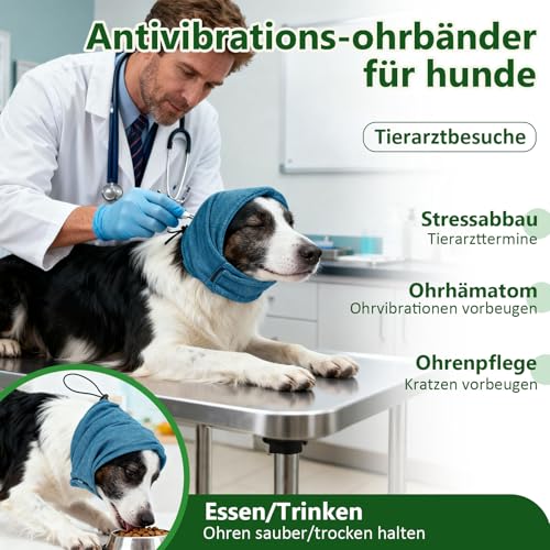 Yootiko Hunde Gehörschutz, Dog Lärmschutz, Haustier Nackenbügel Ohrenschützer, Lärmschutz Hunde Ohrenschützer zur Lärmreduzierung, Gehörschutz, Hund Silvester, Blau, M