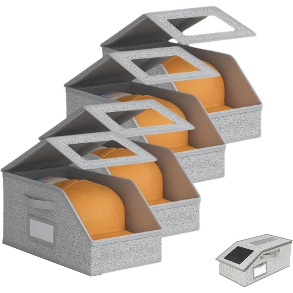 Hndhbfgrt Stackable Hat Storage Boxes for Baseball Caps Closet Storage for Caps & Accessories