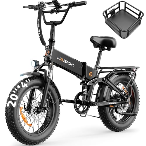 Jasion X-Hunter Electric Bike for Adults,1400W Peak Motor 30MPH Max Speed 48V 13AH Removable Battery,Full Suspension System,20''*4.0 Fat Tire Foldable Ebike 7-Speed Electric Bicycle