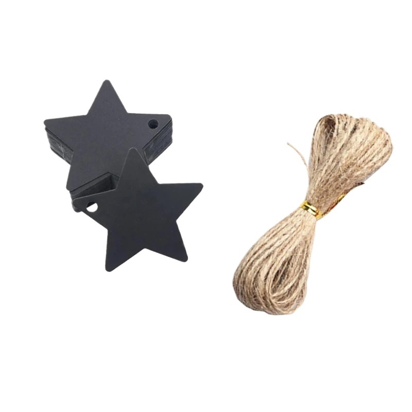 200pcs Blank Hang Tags Kraft Paper Holes with Hemp Rope Adjustable Length Handwritten Card Party Gifts Labels for Wedding Favors(Black)