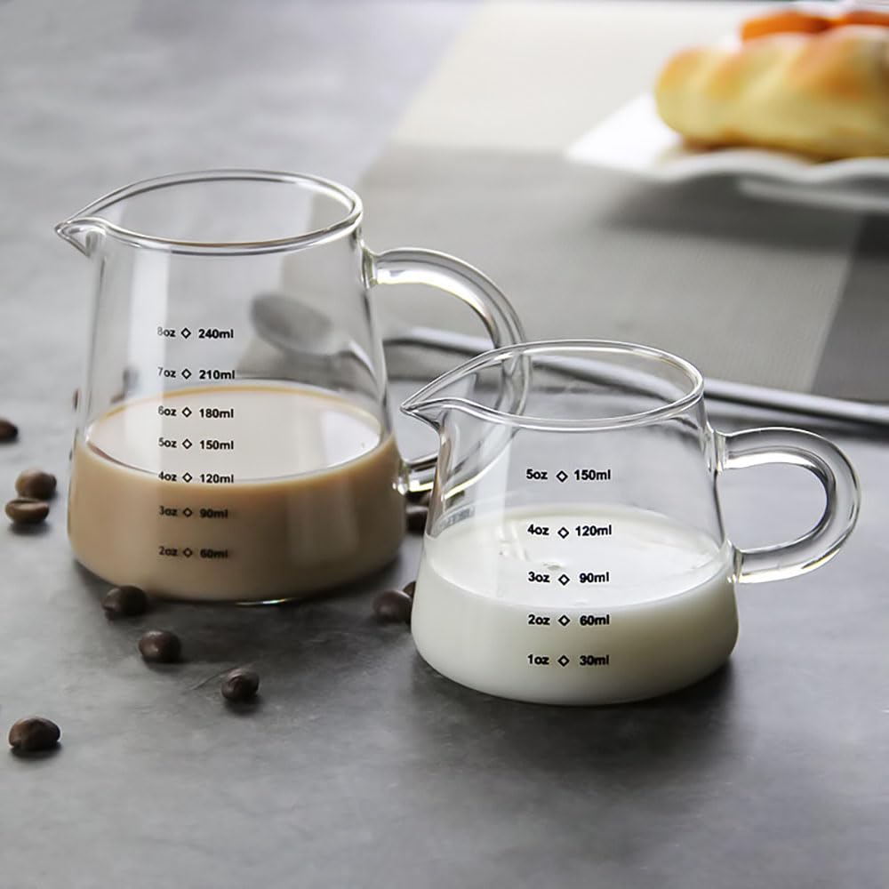 Hand brewed coffee sharing pot with scale, thickened heat-resistant milk glass cup (250ML)