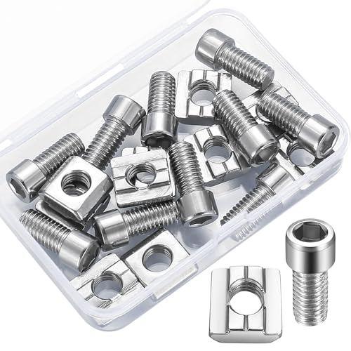 Roll-in Spring T-Nuts, 10 Pcs M8 T-slot Bolts and Nuts, Metal Profile 8mm T Slot Nuts and Bolts