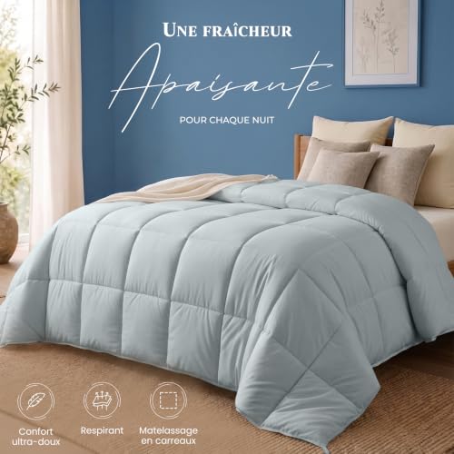 Image of Utopia Bedding Comforters 220 x 240 Size, All Season Duvet Insert, Down Alternative Box Stitched Bed Comforter with Corner Tabs, Machine Washable (Light Grey)