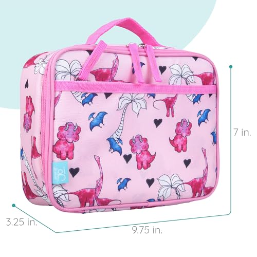 Image of Wildkin JumpOff Jo Insulated Lunch Box - Keeps Food Hot or Cold, BPA-Free with Mesh Pockets & Easy-Clean Lining - Ideal for School, Travel & Daycare - Pink Dino