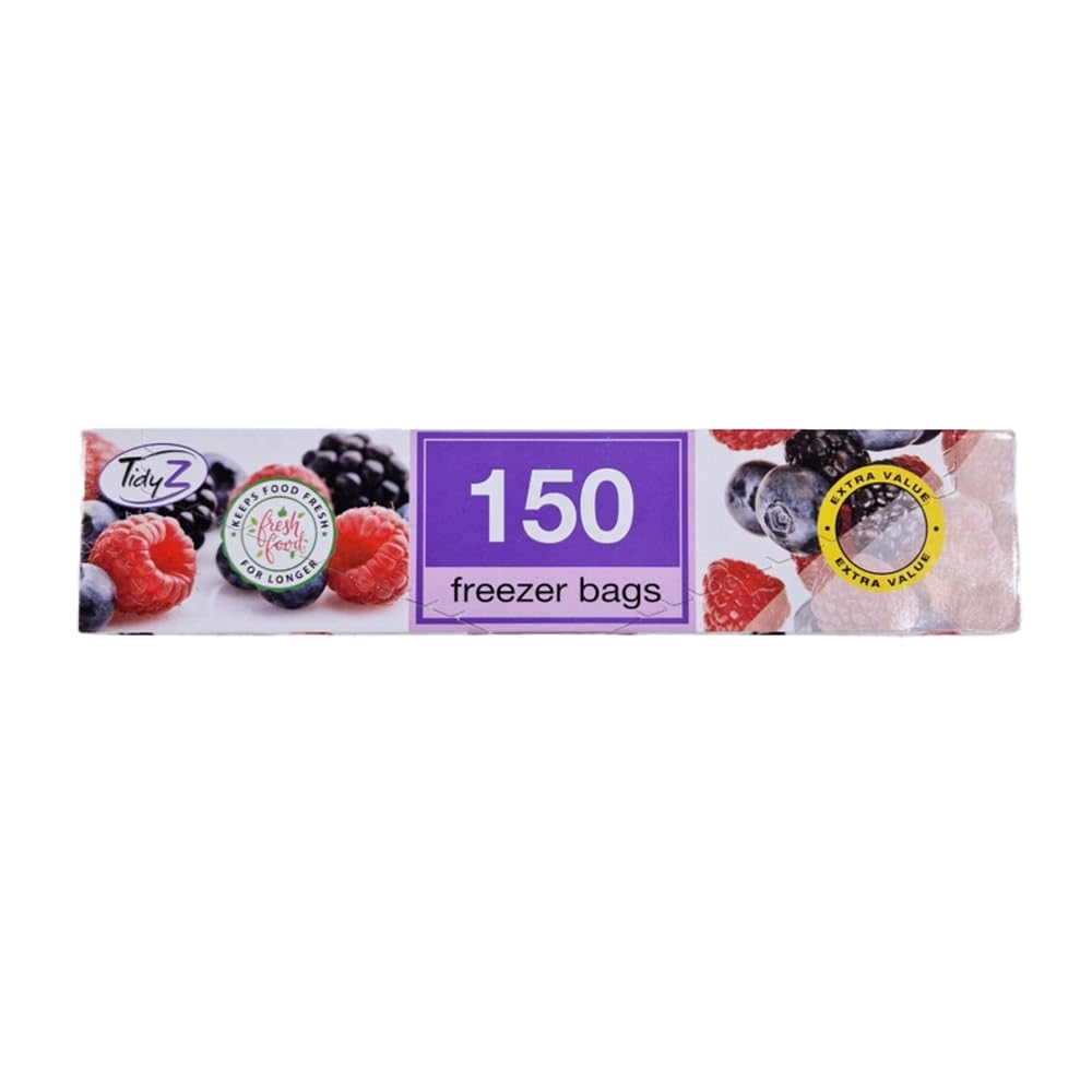 TidyZ 150 Pack Freezer Bags 22cm x 28cm – Clear Plastic Food Storage Bags for Freezing, Sandwiches & Meal Prep