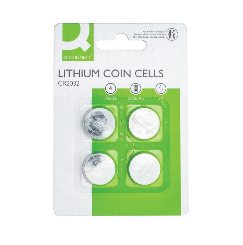Q-ConnectCR2032 Lithium Coin Cell Batteries Blister Card (Pack of 4)