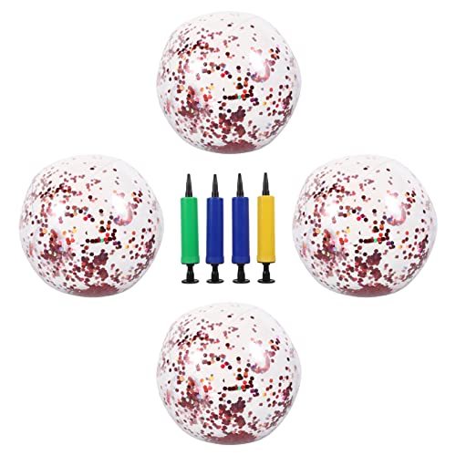 BESPORTBLE 4Pcs Glitter Inflatable Beach Ball Summer Pool Party Favor for Beach Garden and Birthday Celebrations