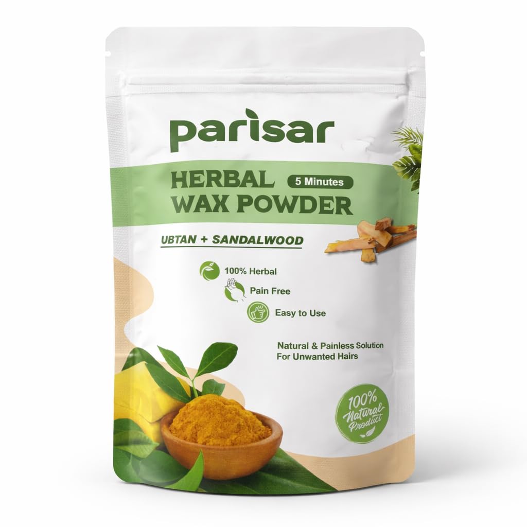 Parisar Pharma Herbal Wax Powder for Women and Men with Ubtan & Sandalwood, Natural & Painless Hair Removal Powder for All Skin Types, Powder Wax for Hair Removal, Gentle Formula for Hands, Legs, Underarms, Bikini & Intimate Area, 100 gm