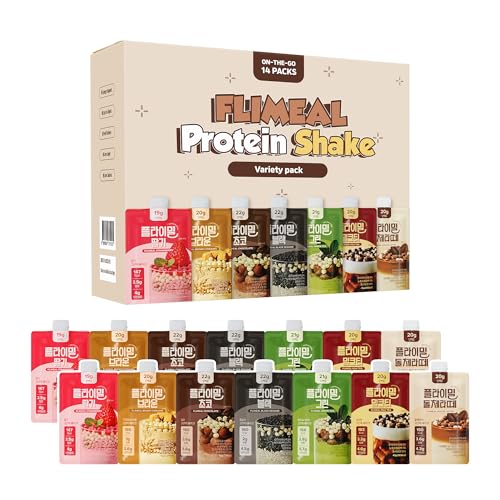 Flimeal Variety Pack Protein Shake 20g+ Protein Low Sugar Keto-Friendly Meal Replacement Shake With Crunchy Protein Balls (14 Servings Variety)