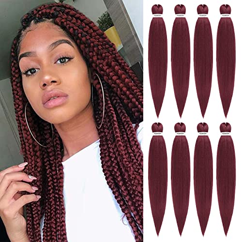 FESHFEN Pré-étiré Tressage Extension de Cheveux, 8 Pièces 55 cm Yaki Texture Tressage Cheveux Synthétiques Crochet Tressage Pre Stretched Braiding Hair Extension Cover