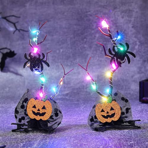 JEAIRTS ライトアップ ハロウィン パンプキン ヘアクリップ スカル 角 ヘア バレッタ 光るバット ハロウィン ヘッドピース LED フェスティバル コスチューム ヘアアクセサリー 女性用 (1-パンプキン)