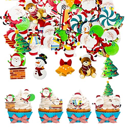 Feliciay 60 Stück Essbare Weihnachten Tortendeko,Esspapier Tortendeko...