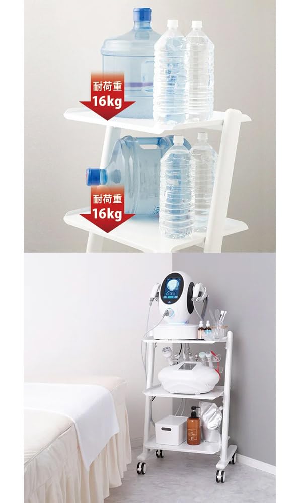 Amazon.co.jp: ワイドワゴン Iron 3段 ホワイト エステワゴン