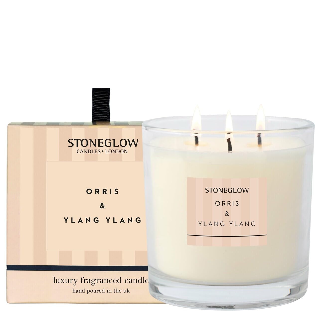 Stoneglow Modern Classics Orris & Ylang Ylang Scented Candle Boxed Tumbler 760g – Bergamot, Plum, Iris, Rose, Jasmine, Amber & Vetiver, 85 Hrs Burn Time, 3 Wicks, Long Lasting Fragrance Candle
