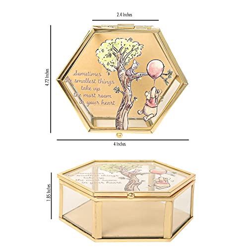 Disney Winnie The Pooh Jewelry Box - Glass Jewelry Case With Pooh And Piglet Design Jewelry Box, Officially Licensed #TOP5