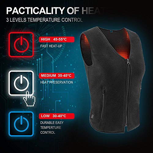 Pull chauffant USB léger résistant au froid avec 3 températures réglables lavable - 3