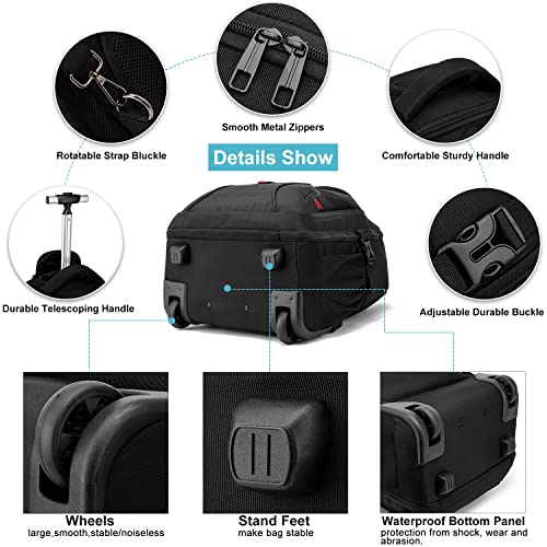 Rolling Backpack, Large Backpack with Wheels for Men Women, Fit 17 inch Laptop Wheeled Travel Backpack Rolling Laptop Bags Carry on Luggage Trolley Suitcase Business College Comput image 3