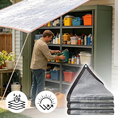 Protector térmico de aluminio con ojales para evitar el calor extremo en patios y casetas 4