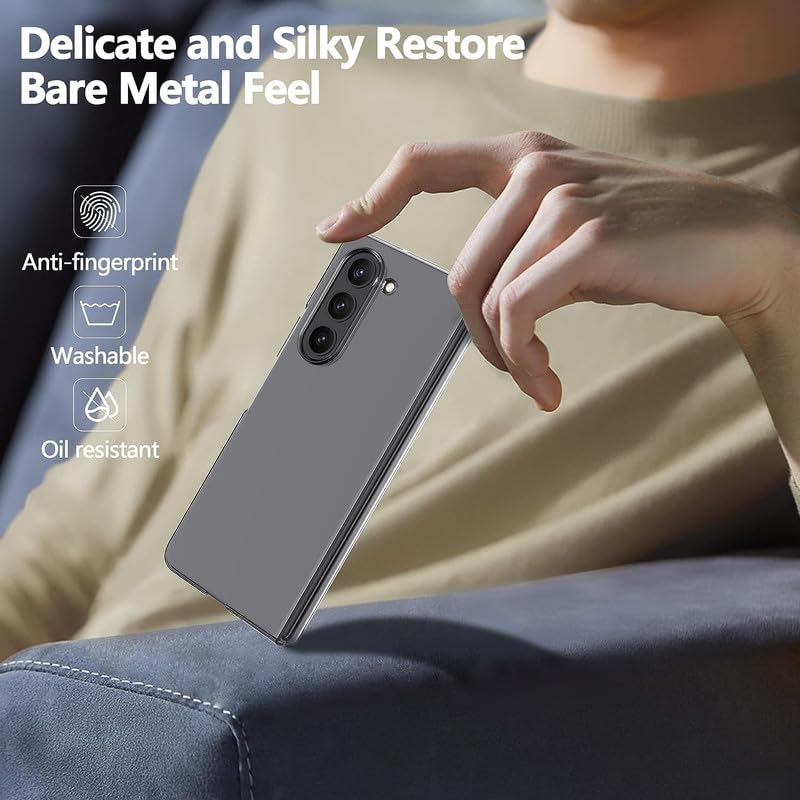 Image of Case Creation New Samsung Z Fold5 Premium Imported 0.3mm Crystal Clear Totu Silicone Transparent Flexible Soft Corner Protection with TPU Slim Back Case Color Cover for Z Fold5