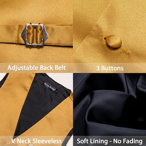 Image of Barry.Wang Mens Suit Vest Bow Tie Set 4PCS Formal V-neck Slim Fit Casual Solid Color Waistcoat Wedding Party Tuxedo