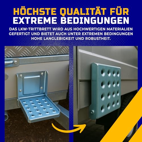 AUTOLIGHT 24 Klappbare LKW-Trittstufe aus verzinktem Stahlblech | 190 x 190 x 172 mm | Klapptritt Steighilfe für LKW, Anhänger, Wohnmobil, Transporter | Abrutschsicher & platzsparend | 1er Pack