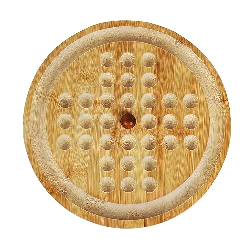 TOWO Wooden 2-in-1 Solitaire and Labyrinth Game Set- Classic one player Board Game 25cm 9.8” Marbles-Balancing & Strategy Game-Brainteaser Maze for 6 years old to Adult - Image 2