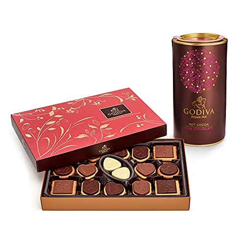 Godiva Chocolatier Assorted Chocolate Biscuit Gift Box and Canister, 32 count