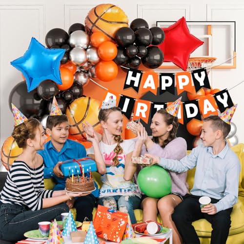 Image of Rozi Decoration Basketball Decorations Items Set of 55 Pcs Sport Theme Bday Decor | Happy Birthday Decoration Kit for Boys