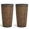 Worth garden 225 h plastic planters set of 2 vintage brown tall conical plant pots for indoor outdoor use decorative lightweight flower pots for front porch patio deck 125 dia x 225 h  urban country home decor