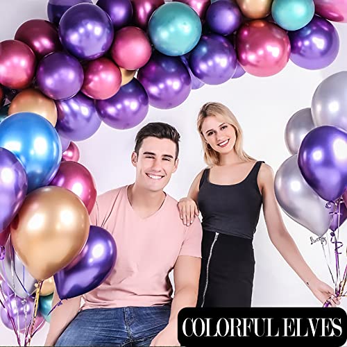 Image of Metallic Chrome Purple Balloons 10 Inches 100 Pack Helium Shiny Thicken Party Balloon (Purple)